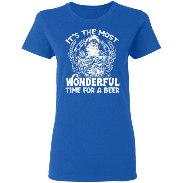 Santa Claus It's The Most Wonderful Time For A Beer - Christmas Funny Women T-Shirt 2111