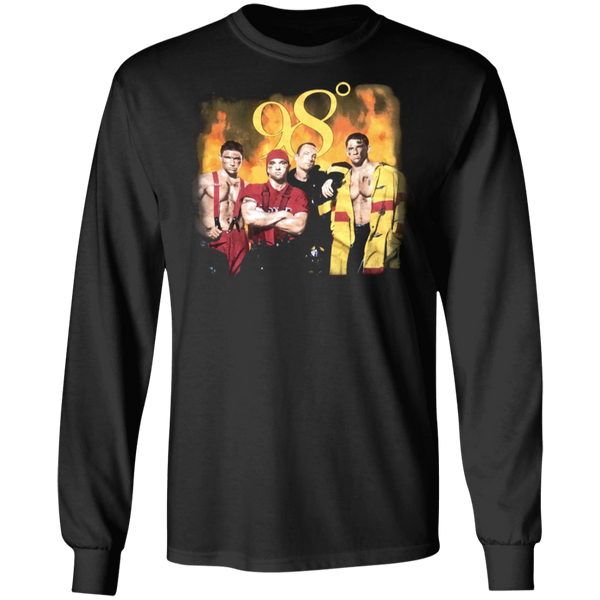 Vintage 1990s 98 DEGREES 'Heat It Up' 1998 Tour Black Concert T-SHIRT Size Large NSYNC Backstreet Boys Boy Band Long Sleeve 2311