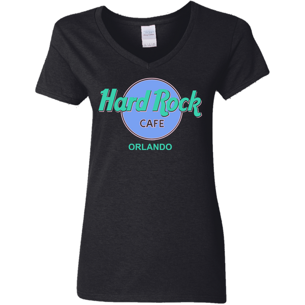Vintage Hard Rock Cafe Orlando Florida Ladies V-Neck T-Shirt 1110