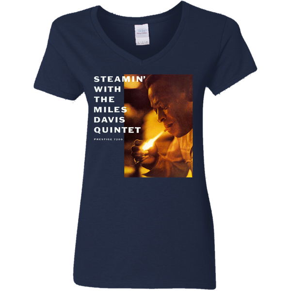 Miles Davis Steamin with the Miles Davis Quintet Ladies V-Neck T-Shirt 510