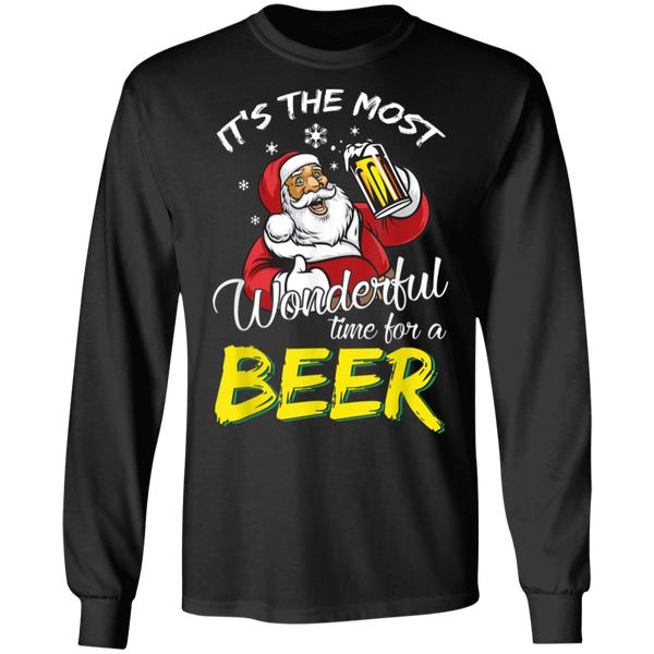 Santa Claus It's The Most Wonderful Time For A Beer - Christmas Gift Long Sleeve 2111