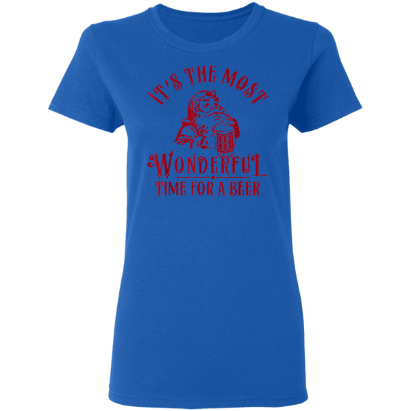 Santa Claus It's The Most Wonderful Time For A Beer Christmas Funny Women T-Shirt 2111