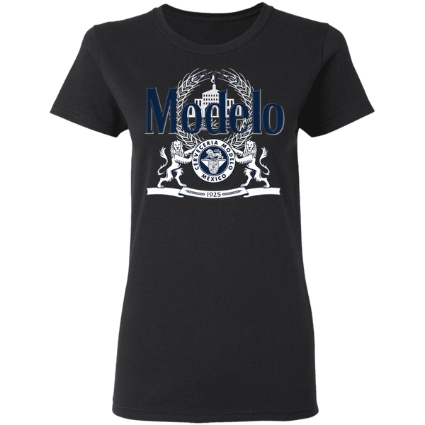Modelo Navy and White Logo Premium Women T-Shirt 0511