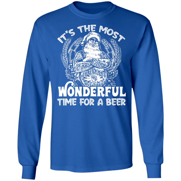 Santa Claus It's The Most Wonderful Time For A Beer - Christmas Funny Long Sleeve 2011