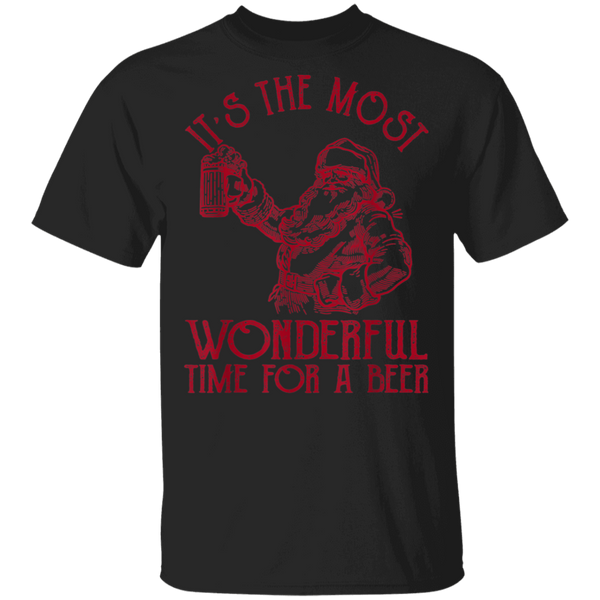 Santa Claus It's The Most Wonderful Time For A Beer  Christmas T-Shirt 2111