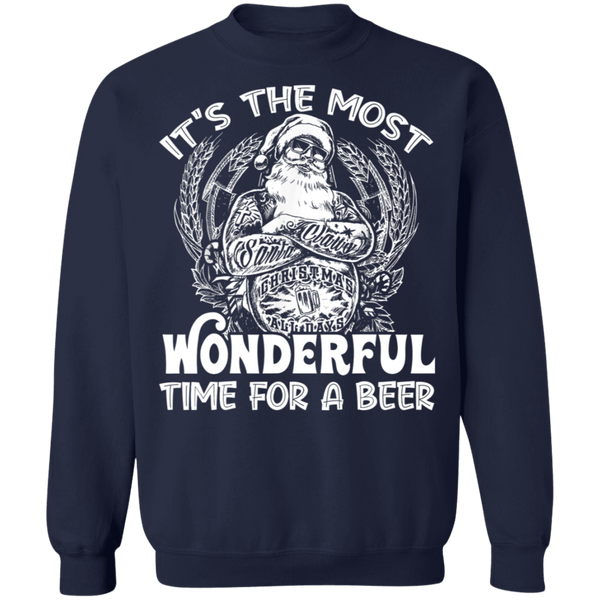 Santa Claus It's The Most Wonderful Time For A Beer - Christmas Funny Sweatshirt 2011