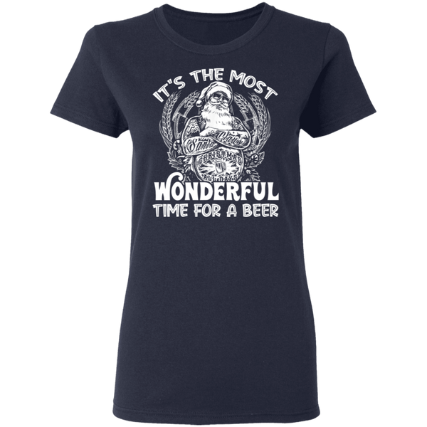 Santa Claus It's The Most Wonderful Time For A Beer - Christmas Funny Women T-Shirt 2111