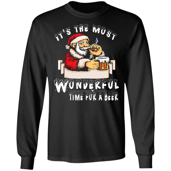 Santa Claus Christmas It's The Most Wonderful Time For A Beer Long Sleeve 2111