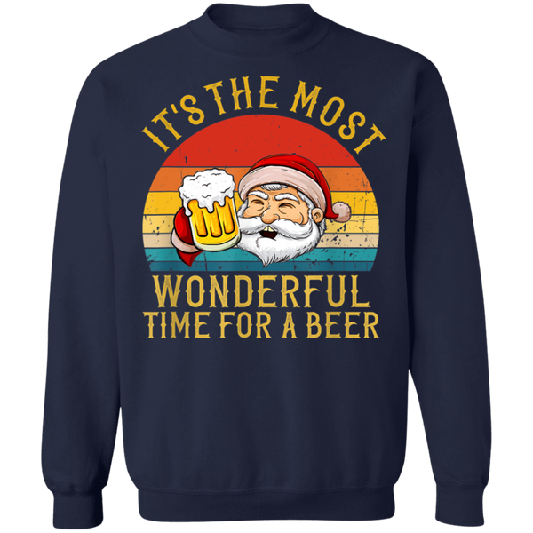 Santa Claus It's The Most Wonderful Time For A Beer - Vintage Sweatshirt 2111