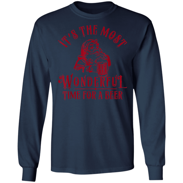 Santa Claus It's The Most Wonderful Time For A Beer Christmas Funny Long Sleeve 2111