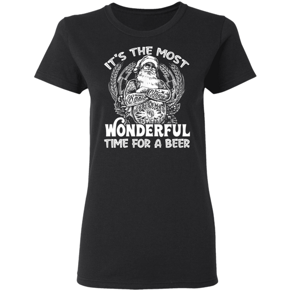 Santa Claus It's The Most Wonderful Time For A Beer - Christmas Funny Women T-Shirt 2011