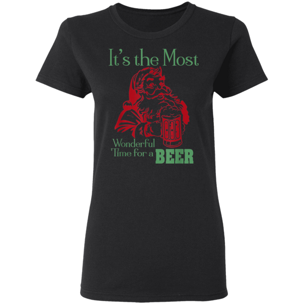 Santa Claus It's The Most Wonderful Time For A Beer - Funny Christmas Women T-Shirt 2011