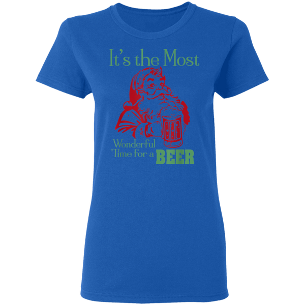 Santa Claus It's The Most Wonderful Time For A Beer - Funny Christmas Women T-Shirt 2011