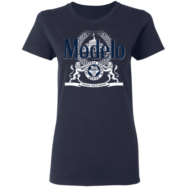 Modelo Navy and White Logo Premium Women T-Shirt 0511