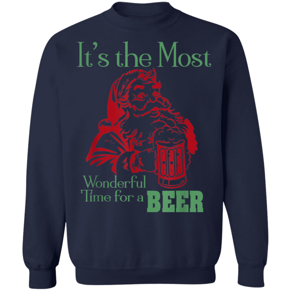 Santa Claus It's The Most Wonderful Time For A Beer - Funny Christmas Sweatshirt 2011