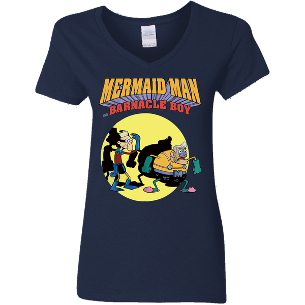 Nickelodeon Spongebob Mermaid Man Ladies V-Neck T-Shirt 0511